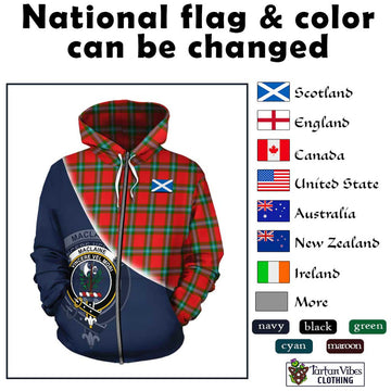 MacLaine (McLaine) Tartan Hoodie with Personalised National Flag and Family Crest Half Style