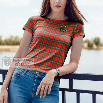 MacLaine (McLaine) Tartan Cotton T-Shirt with Family Crest