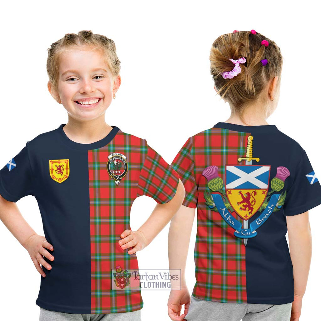 Tartan Vibes Clothing MacLaine of Loch Buie Tartan Kid T-Shirt with Scottish Lion Royal Arm Half Style