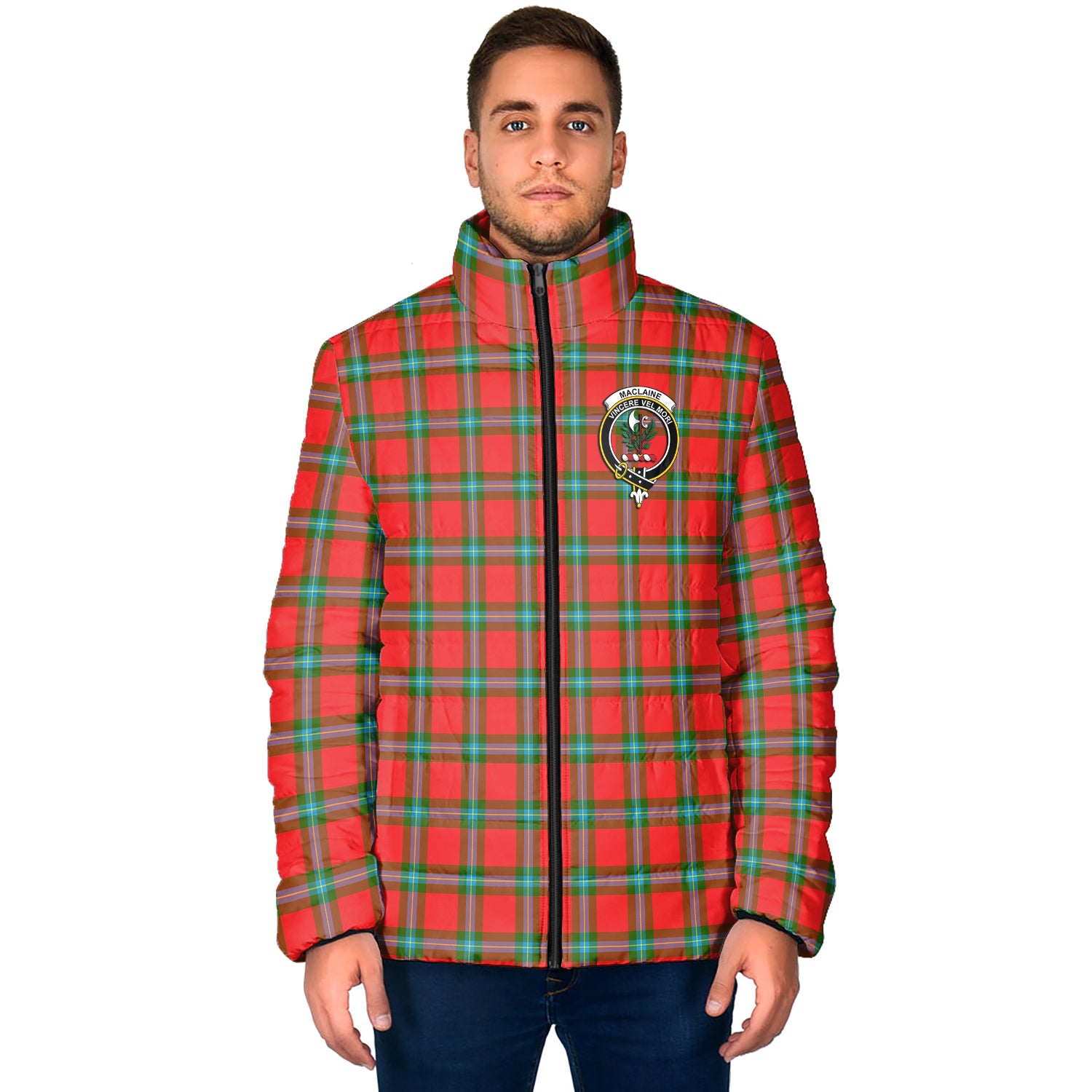 MacLaine (McLaine) Tartan Padded Jacket with Family Crest - Tartan Vibes Clothing