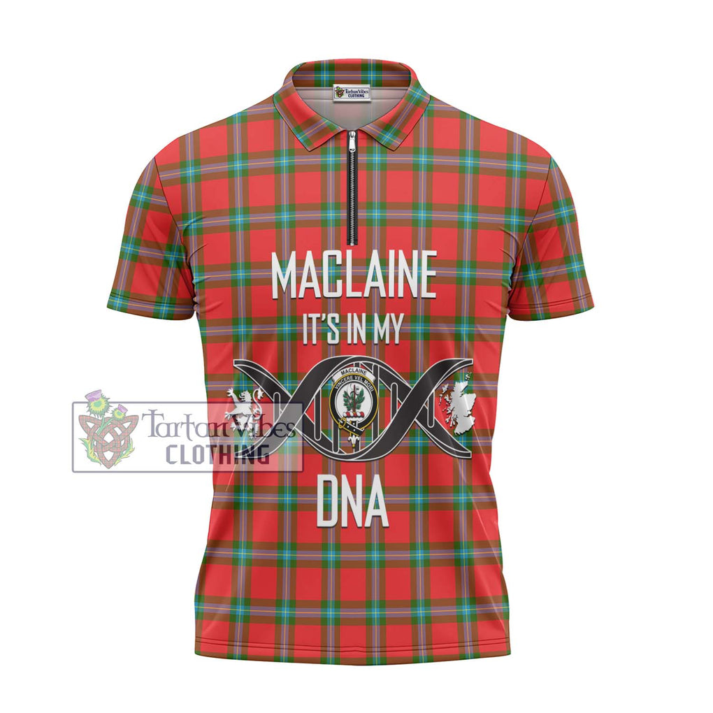 MacLaine (McLaine) Tartan Zipper Polo Shirt with Family Crest DNA In Me Style - Tartanvibesclothing Shop