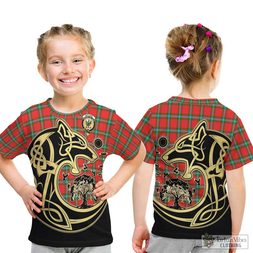 MacLaine (McLaine) Tartan Kid T-Shirt with Family Crest Celtic Wolf Style - Tartan Vibes Clothing