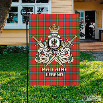 MacLaine (McLaine) Tartan Flag with Clan Crest and the Golden Sword of Courageous Legacy