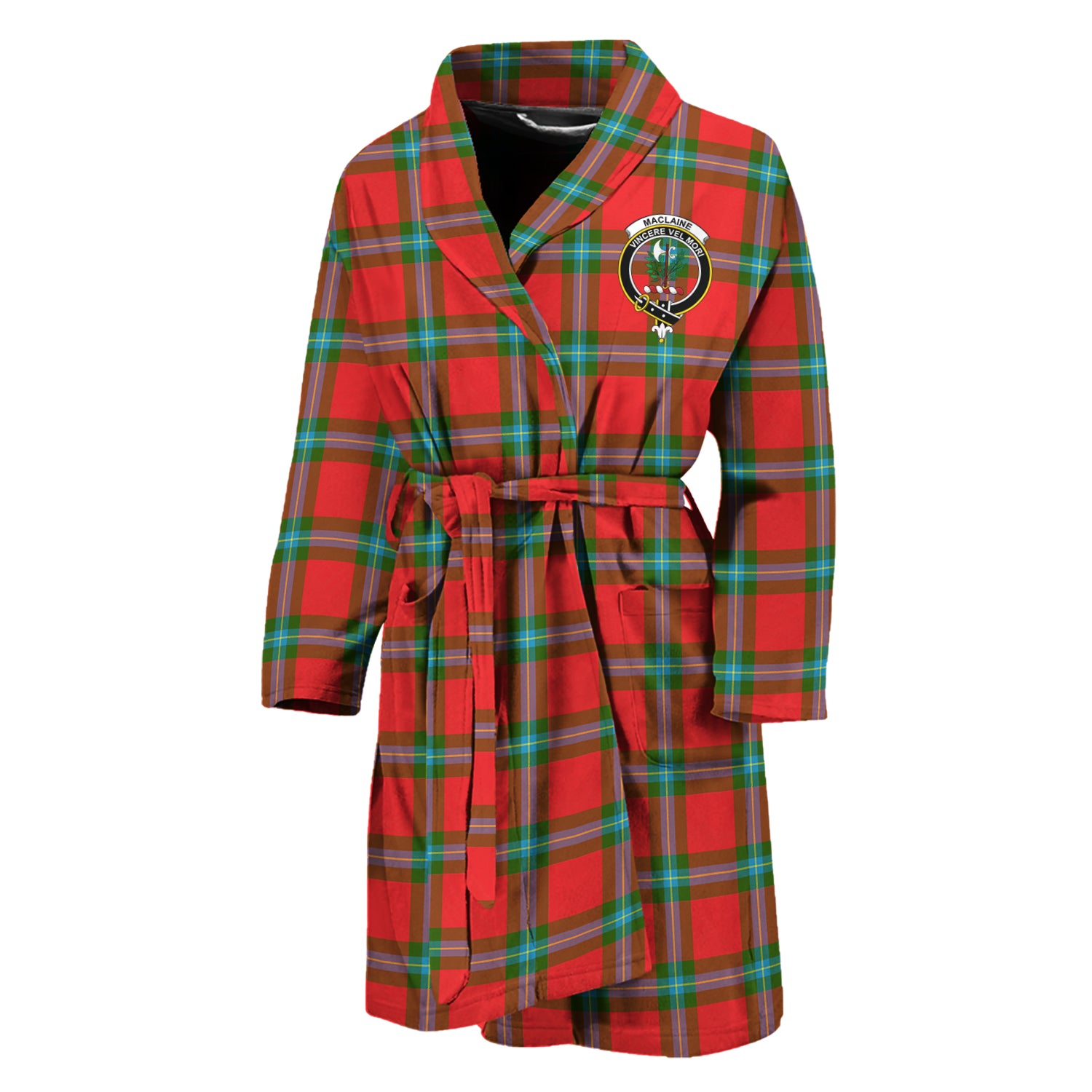 MacLaine (McLaine) Tartan Bathrobe with Family Crest Unisex M - Tartan Vibes Clothing