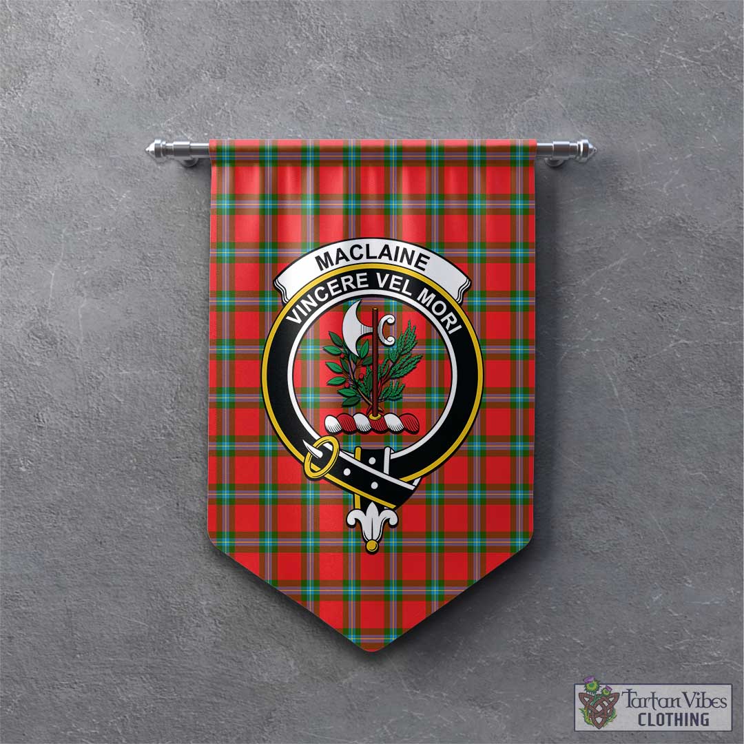 Tartan Vibes Clothing MacLaine of Loch Buie Tartan Gonfalon, Tartan Banner with Family Crest