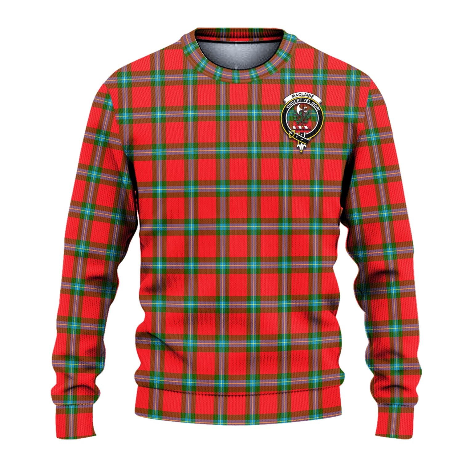 MacLaine of Loch Buie Tartan Knitted Sweater with Family Crest - Tartanvibesclothing