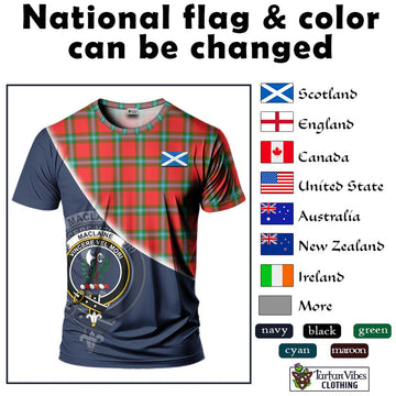 MacLaine (McLaine) Tartan T-Shirt with Personalised National Flag and Family Crest Half Style