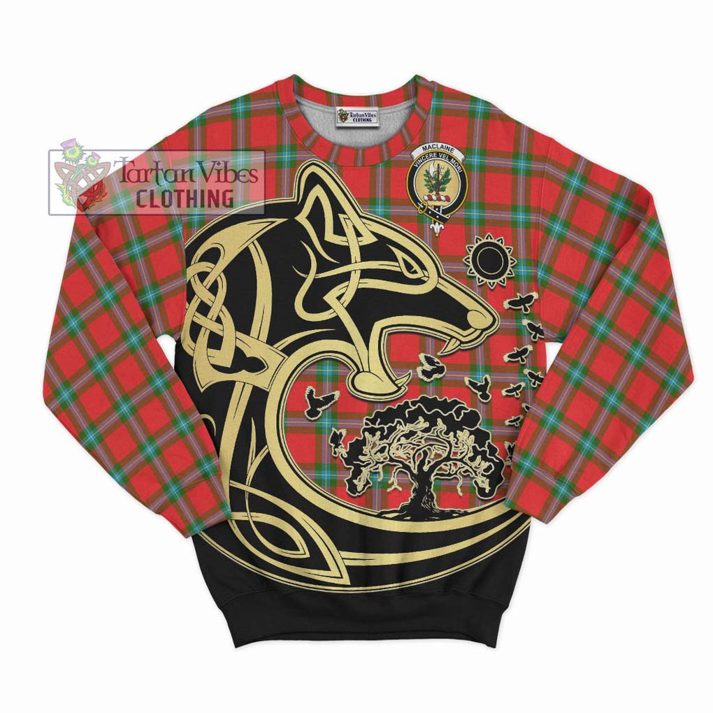 MacLaine (McLaine) Tartan Sweatshirt with Family Crest Celtic Wolf Style - Tartan Vibes Clothing