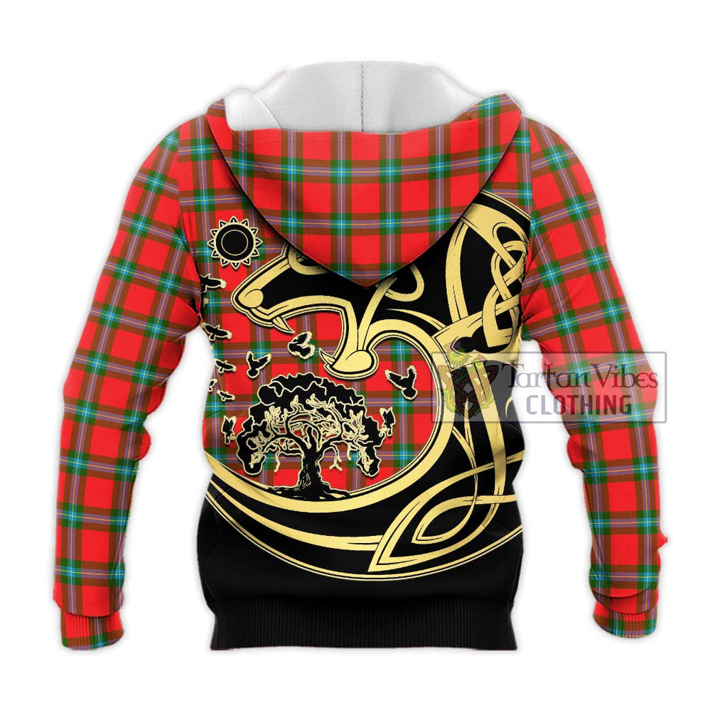 MacLaine (McLaine) Tartan Knitted Hoodie with Family Crest Celtic Wolf Style - Tartan Vibes Clothing