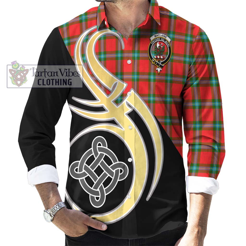 MacLaine (McLaine) Tartan Long Sleeve Button Shirt with Family Crest and Celtic Symbol Style - Tartan Vibes Clothing