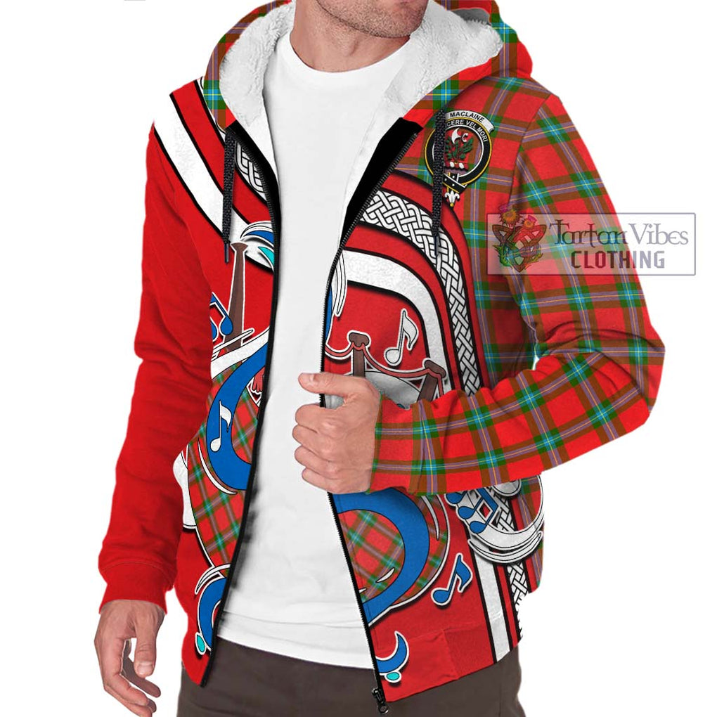 MacLaine (McLaine) Tartan Sherpa Hoodie with Epic Bagpipe Style Unisex - Tartanvibesclothing Shop