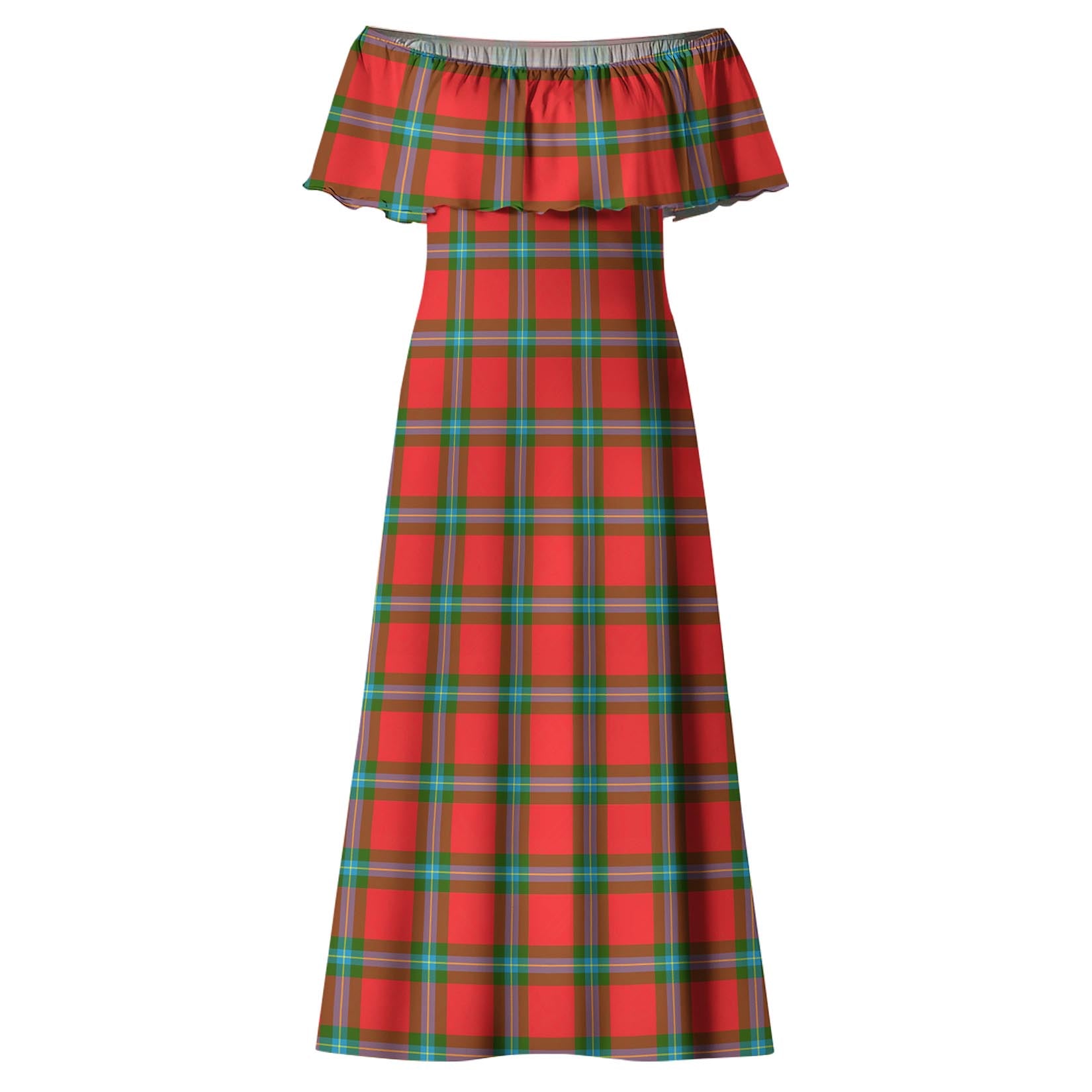 MacLaine of Loch Buie Tartan Off Shoulder Long Dress - Tartanvibesclothing