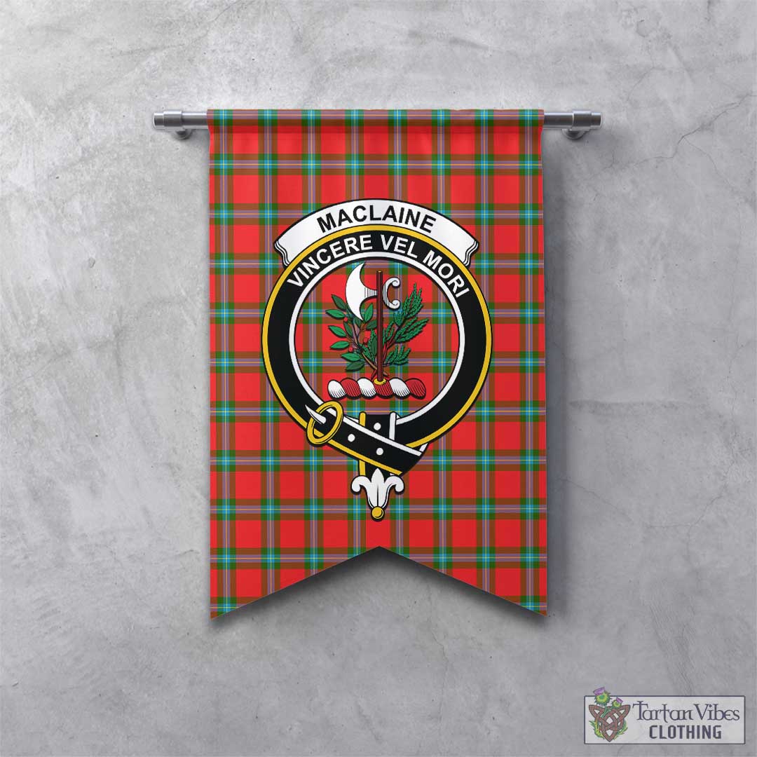 Tartan Vibes Clothing MacLaine of Loch Buie Tartan Gonfalon, Tartan Banner with Family Crest