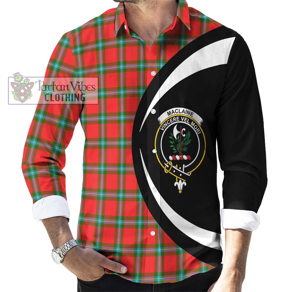 MacLaine (McLaine) Tartan Long Sleeve Button Up with Family Crest Circle Style - Tartan Vibes Clothing