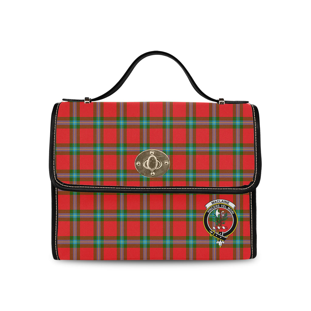 maclaine-of-loch-buie-tartan-leather-strap-waterproof-canvas-bag-with-family-crest