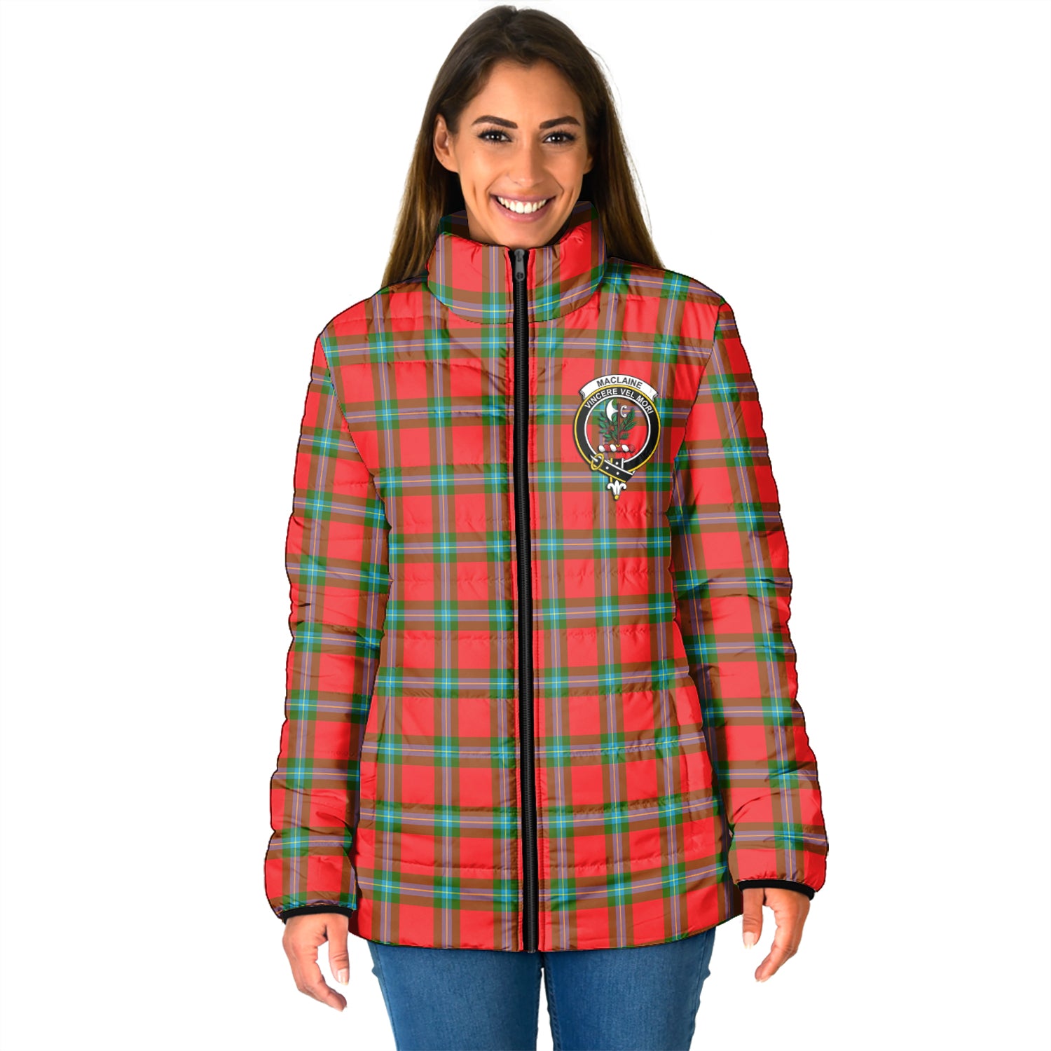 MacLaine (McLaine) Tartan Padded Jacket with Family Crest - Tartan Vibes Clothing