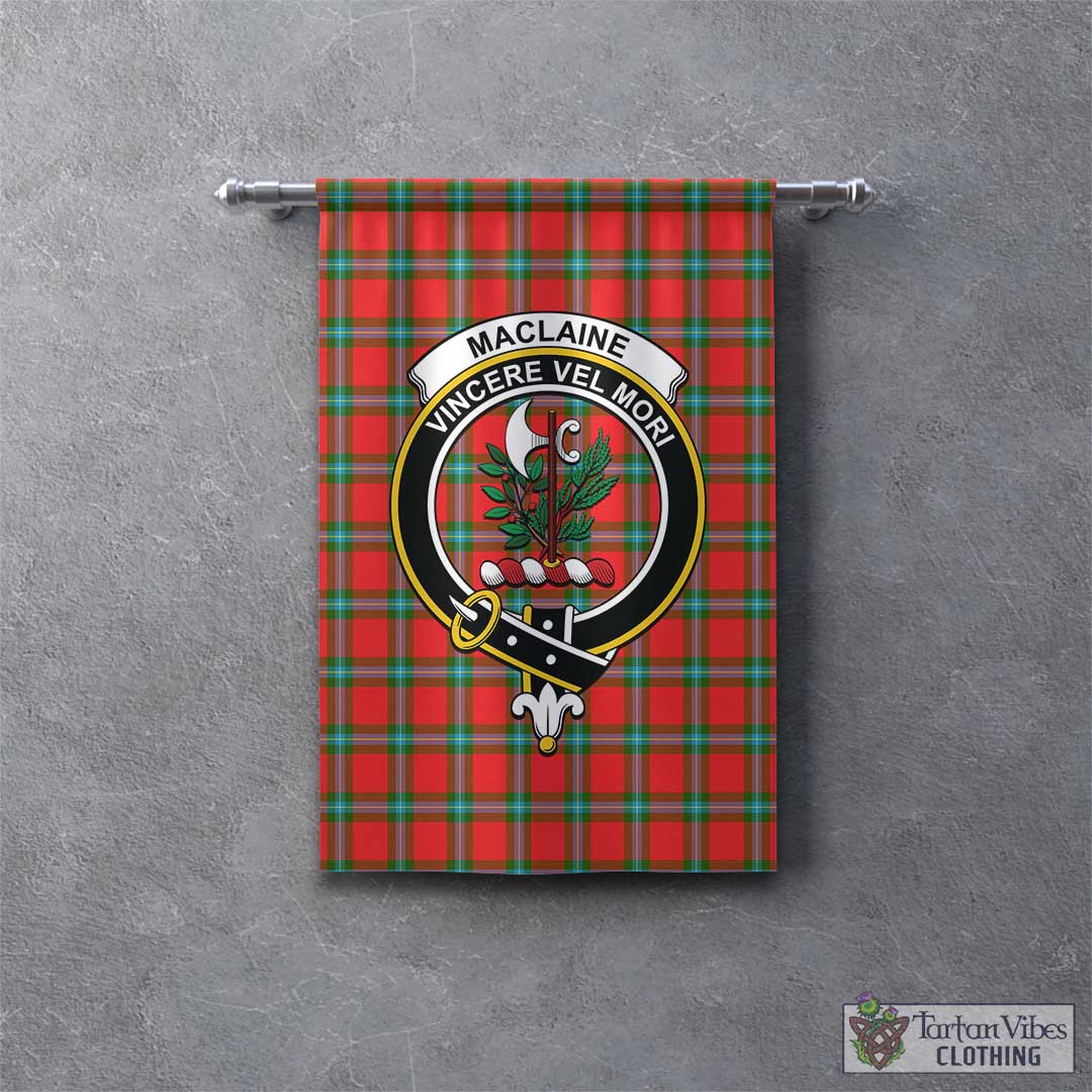 Tartan Vibes Clothing MacLaine of Loch Buie Tartan Gonfalon, Tartan Banner with Family Crest