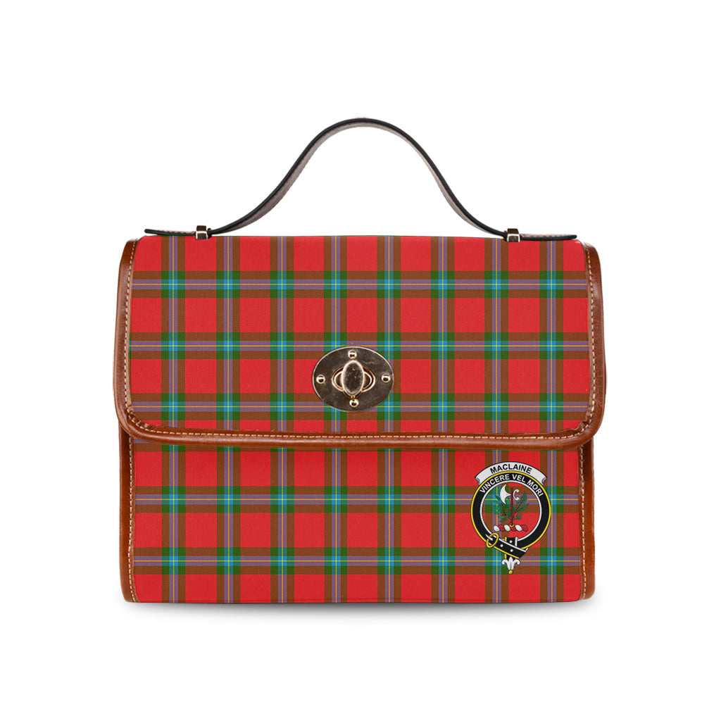 maclaine-of-loch-buie-tartan-leather-strap-waterproof-canvas-bag-with-family-crest