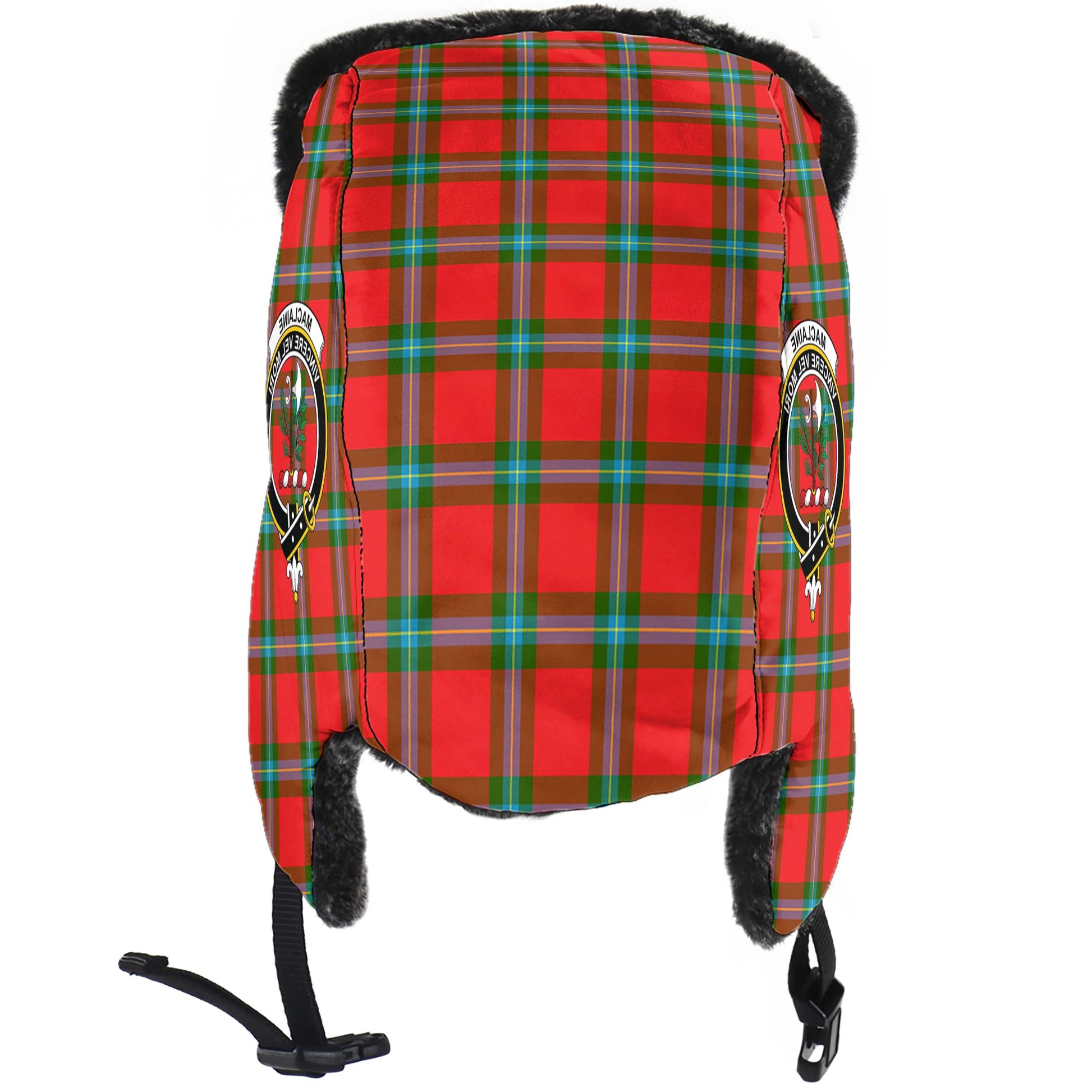 MacLaine of Loch Buie Tartan Winter Trapper Hat with Family Crest - Tartanvibesclothing