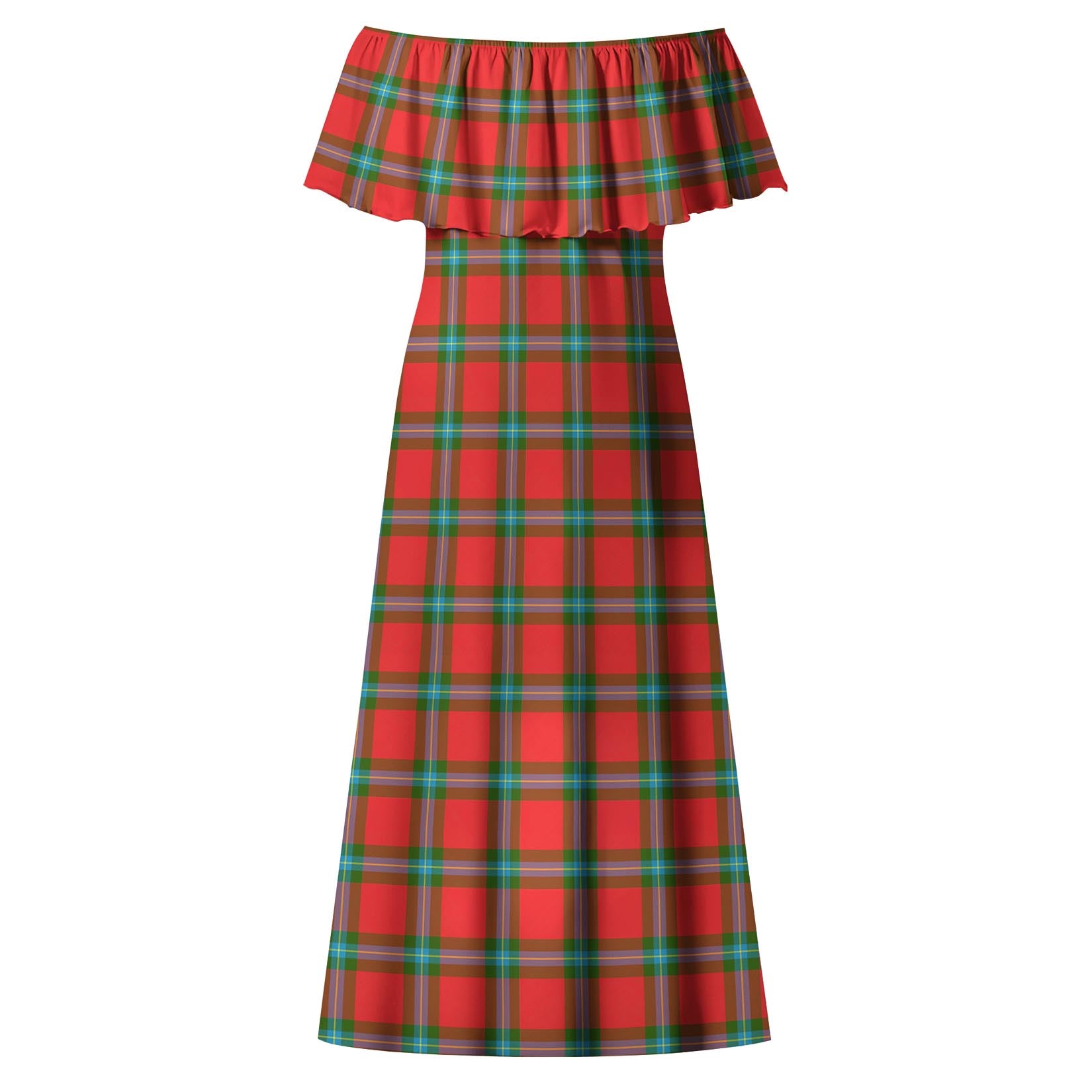 MacLaine of Loch Buie Tartan Off Shoulder Long Dress - Tartanvibesclothing