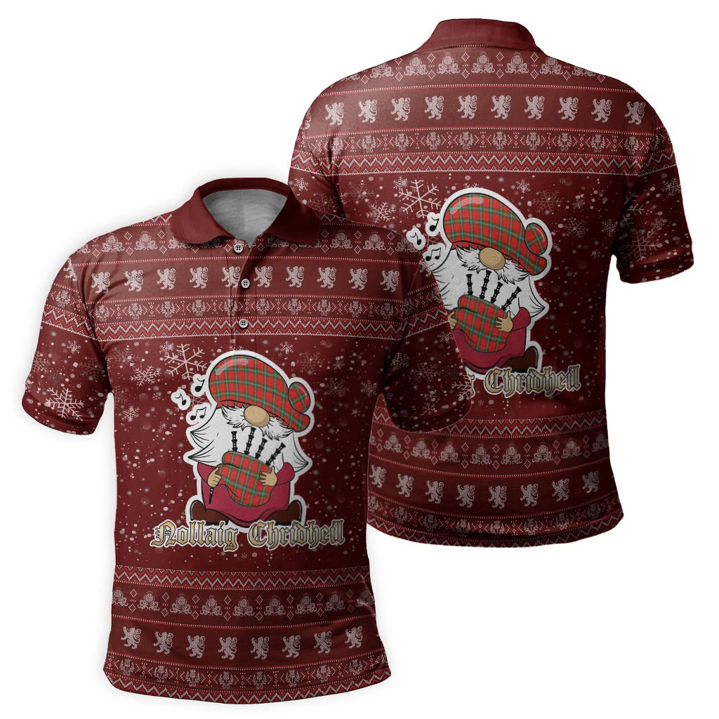 MacLaine of Loch Buie Clan Christmas Family Polo Shirt with Funny Gnome Playing Bagpipes - Tartanvibesclothing