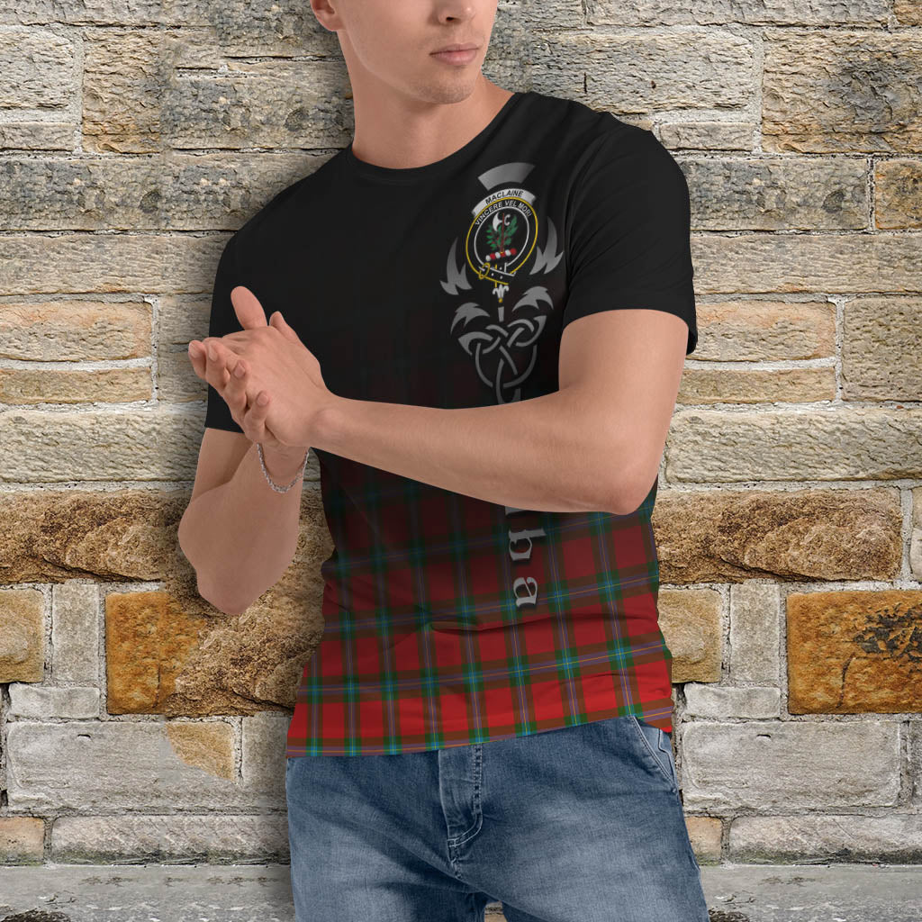 Tartan Vibes Clothing MacLaine of Loch Buie Tartan T-Shirt Featuring Alba Gu Brath Family Crest Celtic Inspired