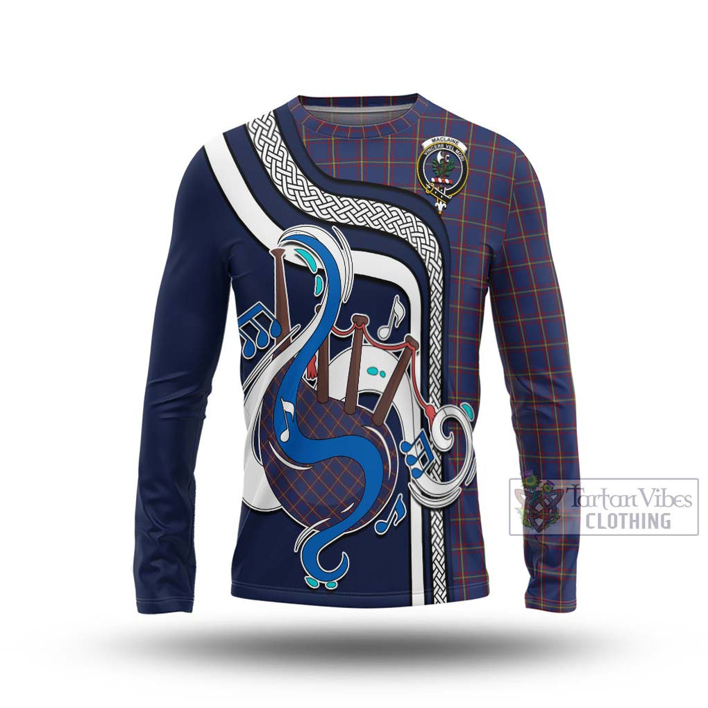 Tartan Vibes Clothing MacLaine of Lochbuie Tartan Long Sleeve T-Shirt with Epic Bagpipe Style