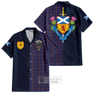 MacLaine of Lochbuie Tartan Short Sleeve Button Shirt Alba with Scottish Lion Royal Arm Half Style