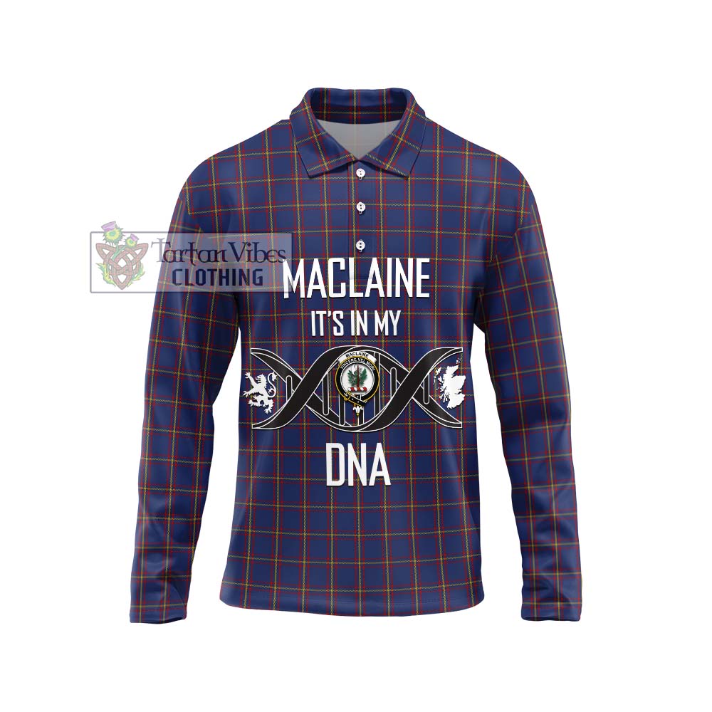 MacLaine of Lochbuie Tartan Long Sleeve Polo Shirt with Family Crest DNA In Me Style Unisex - Tartanvibesclothing Shop