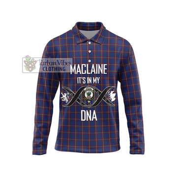 MacLaine of Lochbuie Tartan Long Sleeve Polo Shirt with Family Crest DNA In Me Style