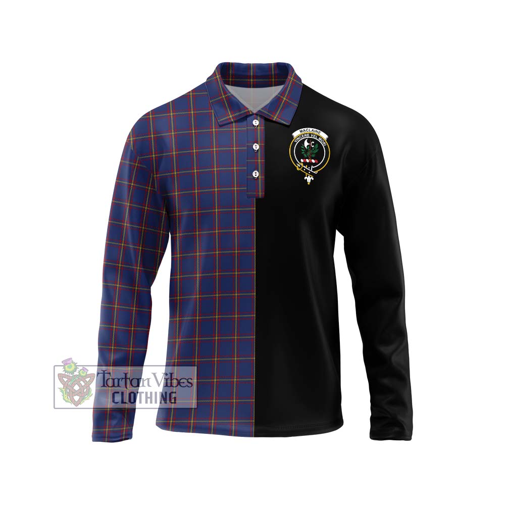 MacLaine of Lochbuie Tartan Long Sleeve Polo Shirt with Family Crest and Half Of Me Style Unisex - Tartanvibesclothing Shop