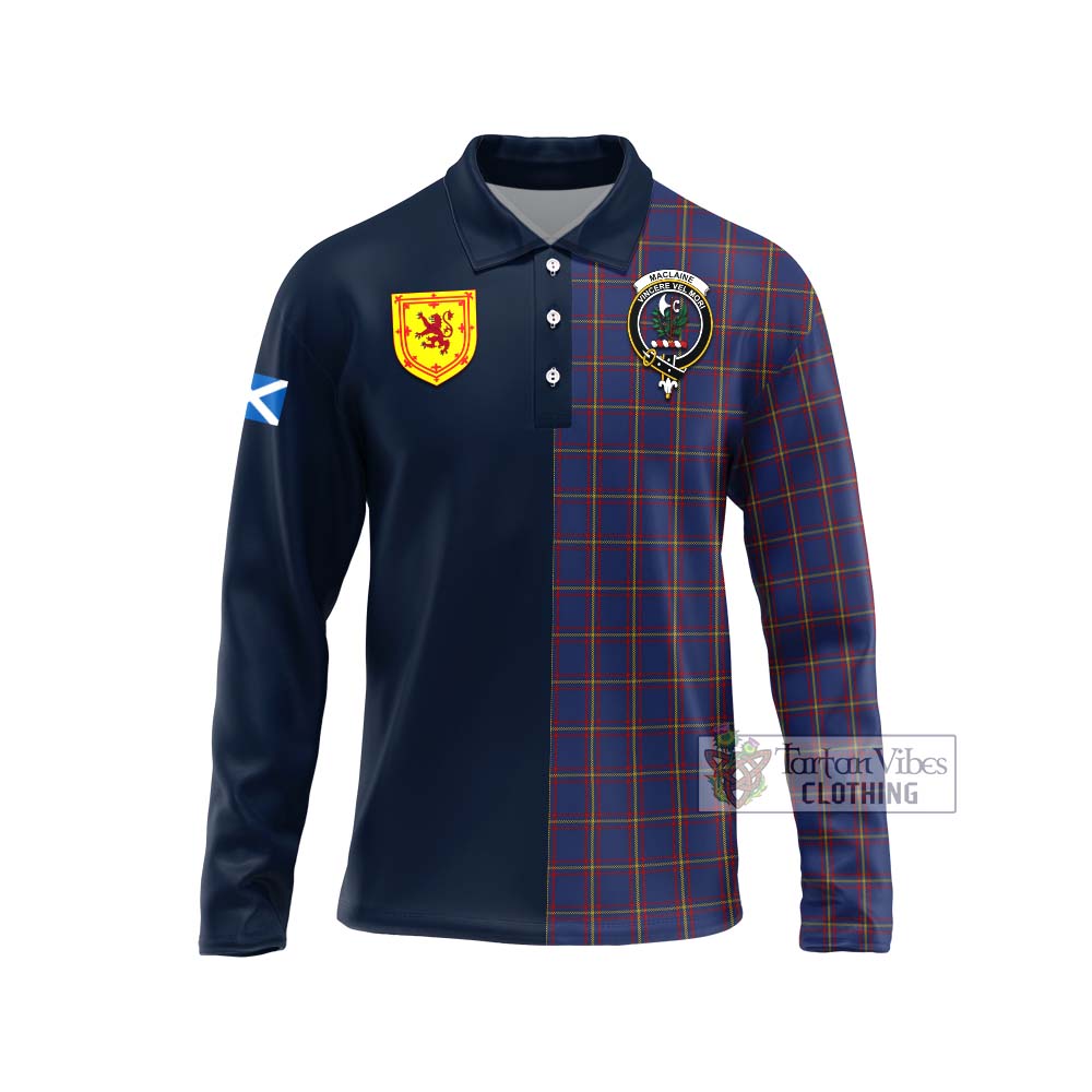 Tartan Vibes Clothing MacLaine of Lochbuie Tartan Long Sleeve Polo Shirt with Scottish Lion Royal Arm Half Style