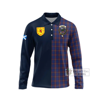 MacLaine of Lochbuie Tartan Long Sleeve Polo Shirt Alba with Scottish Lion Royal Arm Half Style