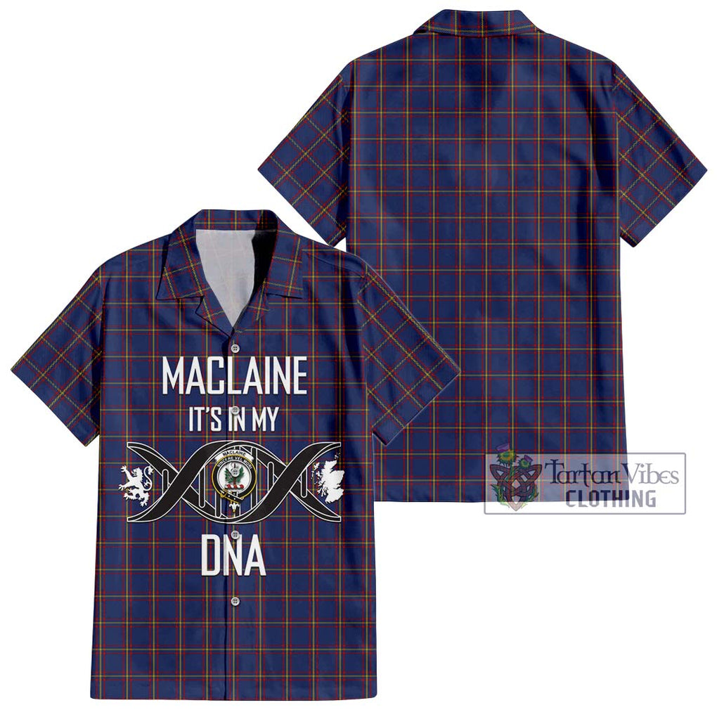 MacLaine of Lochbuie Tartan Short Sleeve Button Shirt with Family Crest DNA In Me Style Kid - Tartanvibesclothing Shop