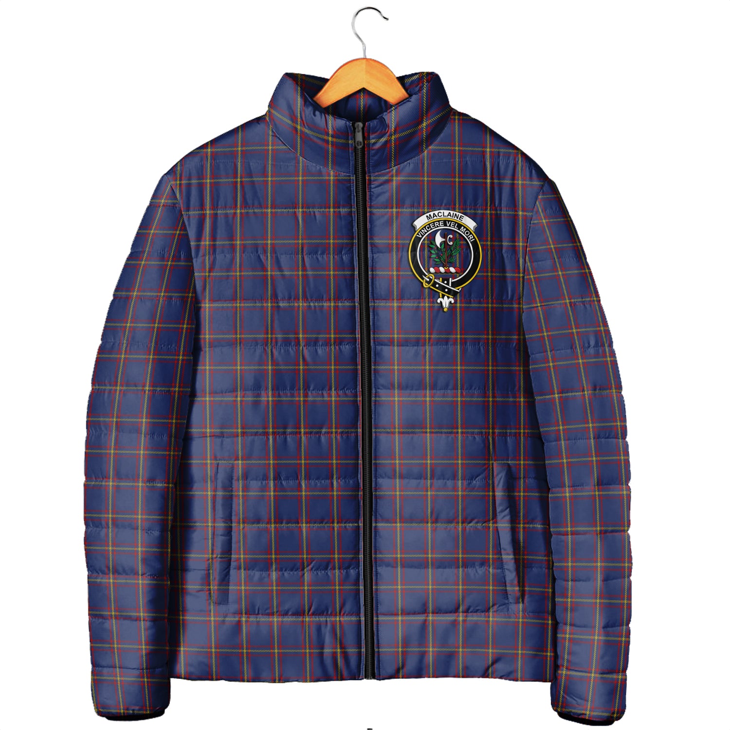 MacLaine of Lochbuie Tartan Padded Jacket with Family Crest - Tartanvibesclothing