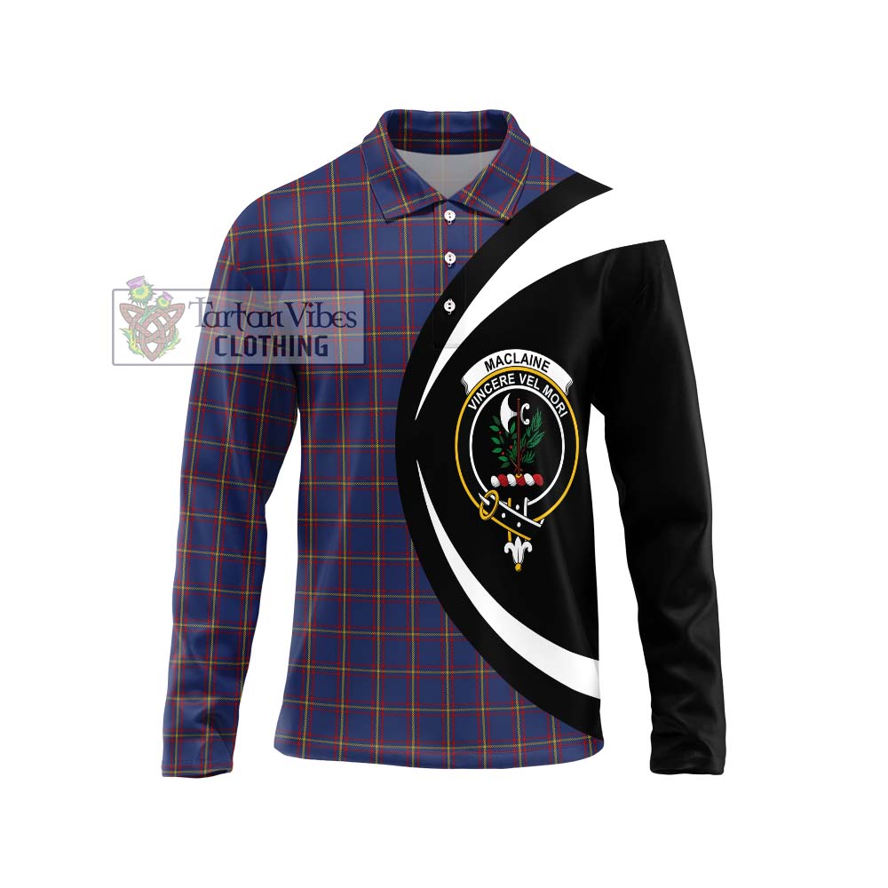 MacLaine of Lochbuie Tartan Long Sleeve Polo Shirt with Family Crest Circle Style Unisex - Tartan Vibes Clothing