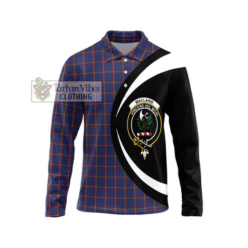 MacLaine of Lochbuie Tartan Long Sleeve Polo Shirt with Family Crest Circle Style