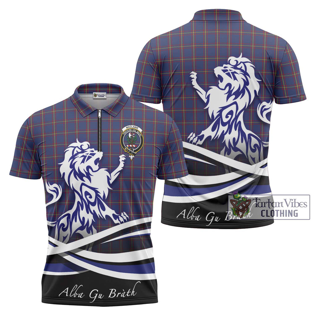 MacLaine of Lochbuie Tartan Zipper Polo Shirt with Alba Gu Brath Regal Lion Emblem Unisex - Tartanvibesclothing Shop