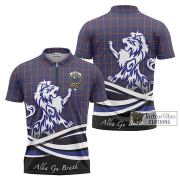 MacLaine of Lochbuie Tartan Zipper Polo Shirt with Alba Gu Brath Regal Lion Emblem