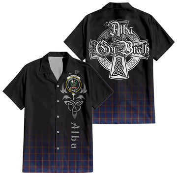 MacLaine of Lochbuie Tartan Short Sleeve Button Up Shirt Featuring Alba Gu Brath Family Crest Celtic Inspired