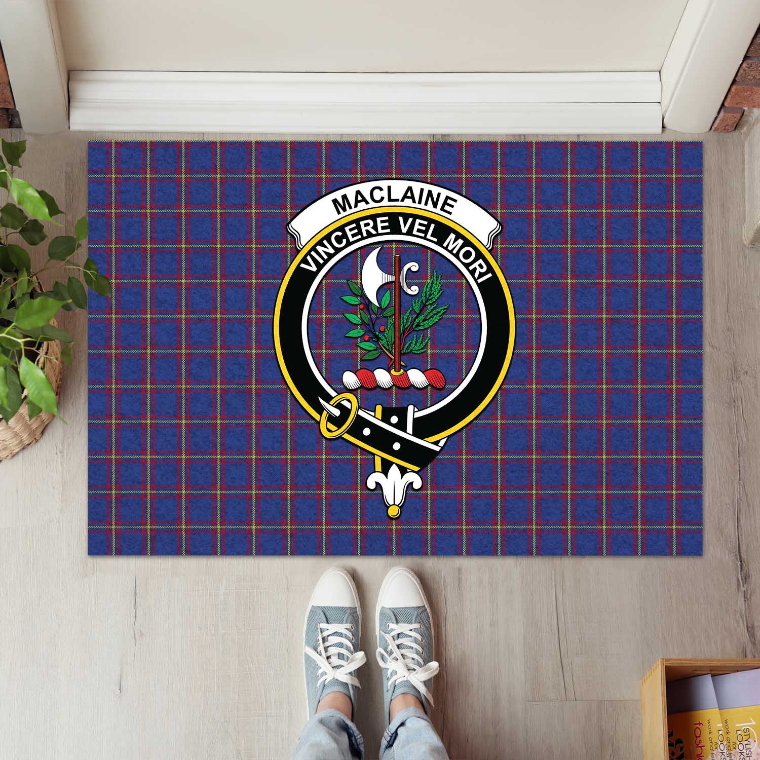 MacLaine of Lochbuie Tartan Door Mat with Family Crest - Tartanvibesclothing