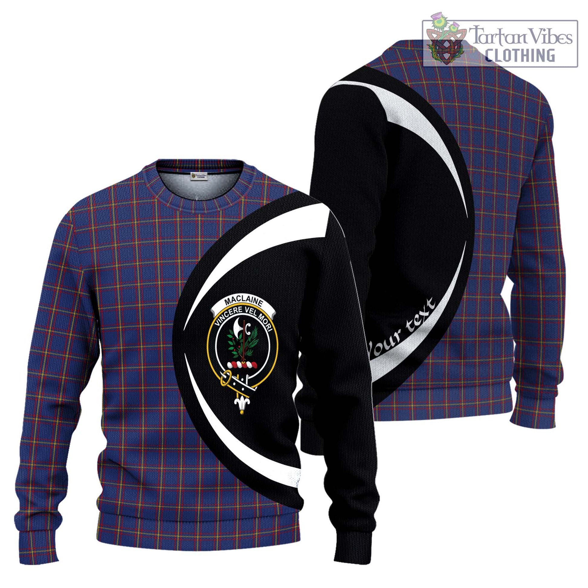 MacLaine of Lochbuie Tartan Knitted Sweater with Family Crest Circle Style Unisex - Tartan Vibes Clothing