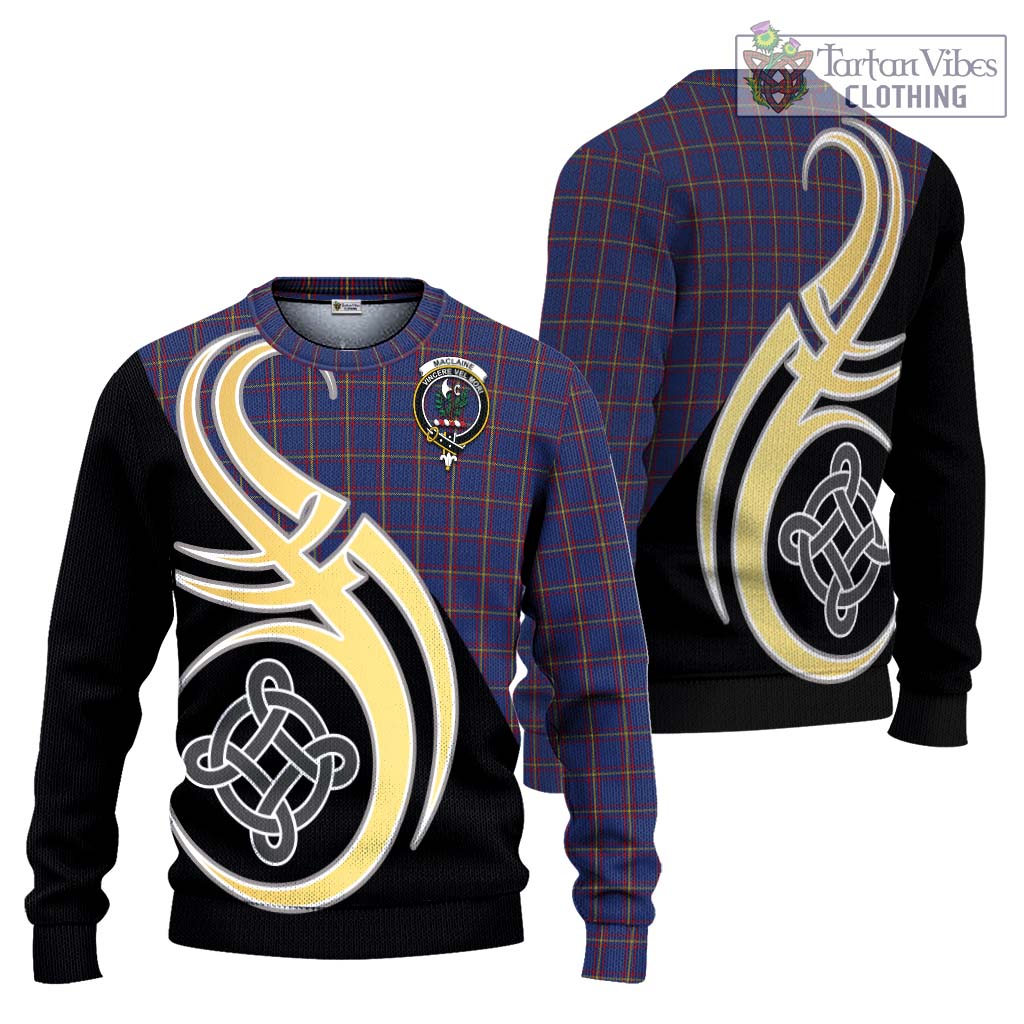 MacLaine of Lochbuie Tartan Knitted Sweater with Family Crest and Celtic Symbol Style Unisex - Tartan Vibes Clothing