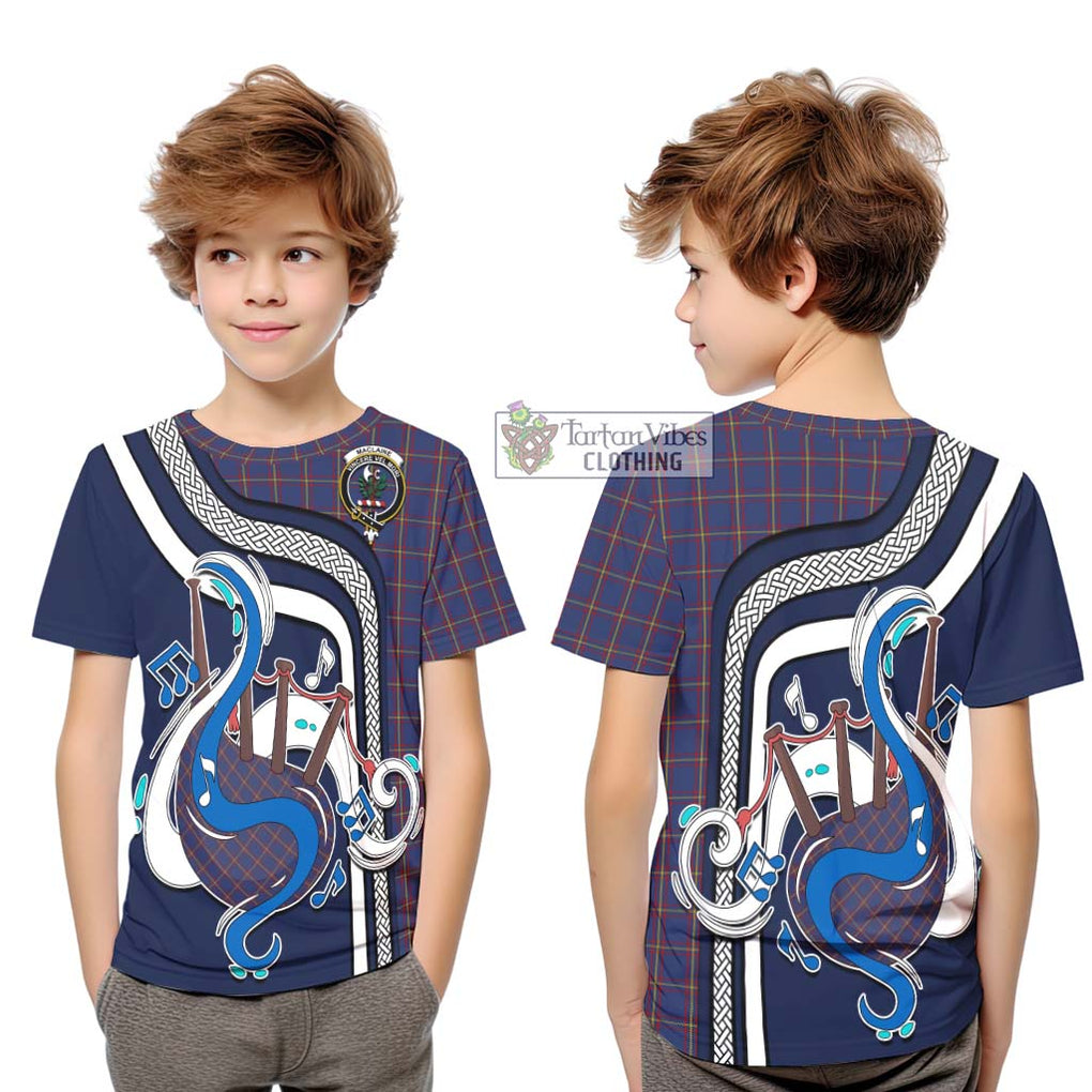 Tartan Vibes Clothing MacLaine of Lochbuie Tartan Kid T-Shirt with Epic Bagpipe Style