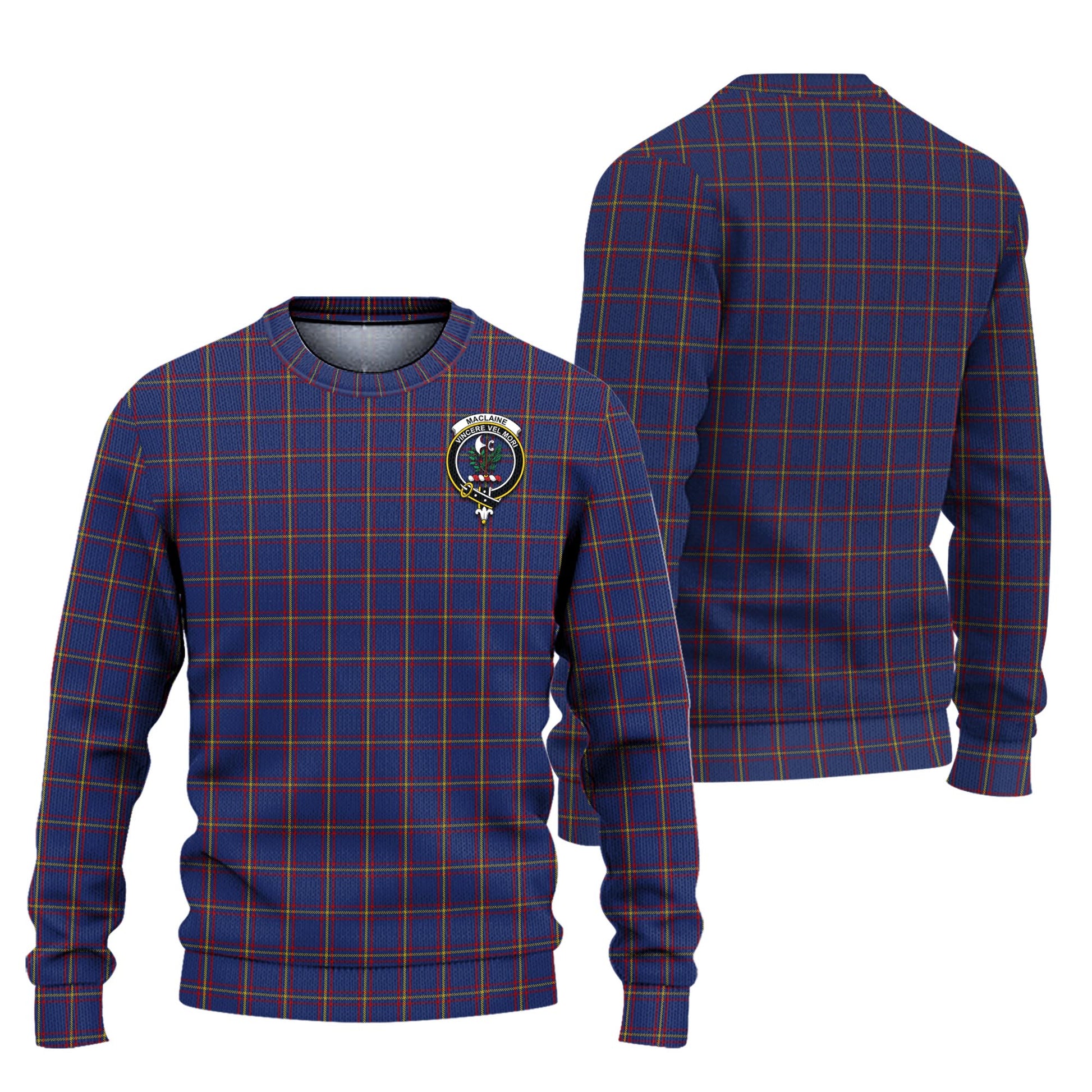 MacLaine of Lochbuie Tartan Knitted Sweater with Family Crest Unisex - Tartanvibesclothing