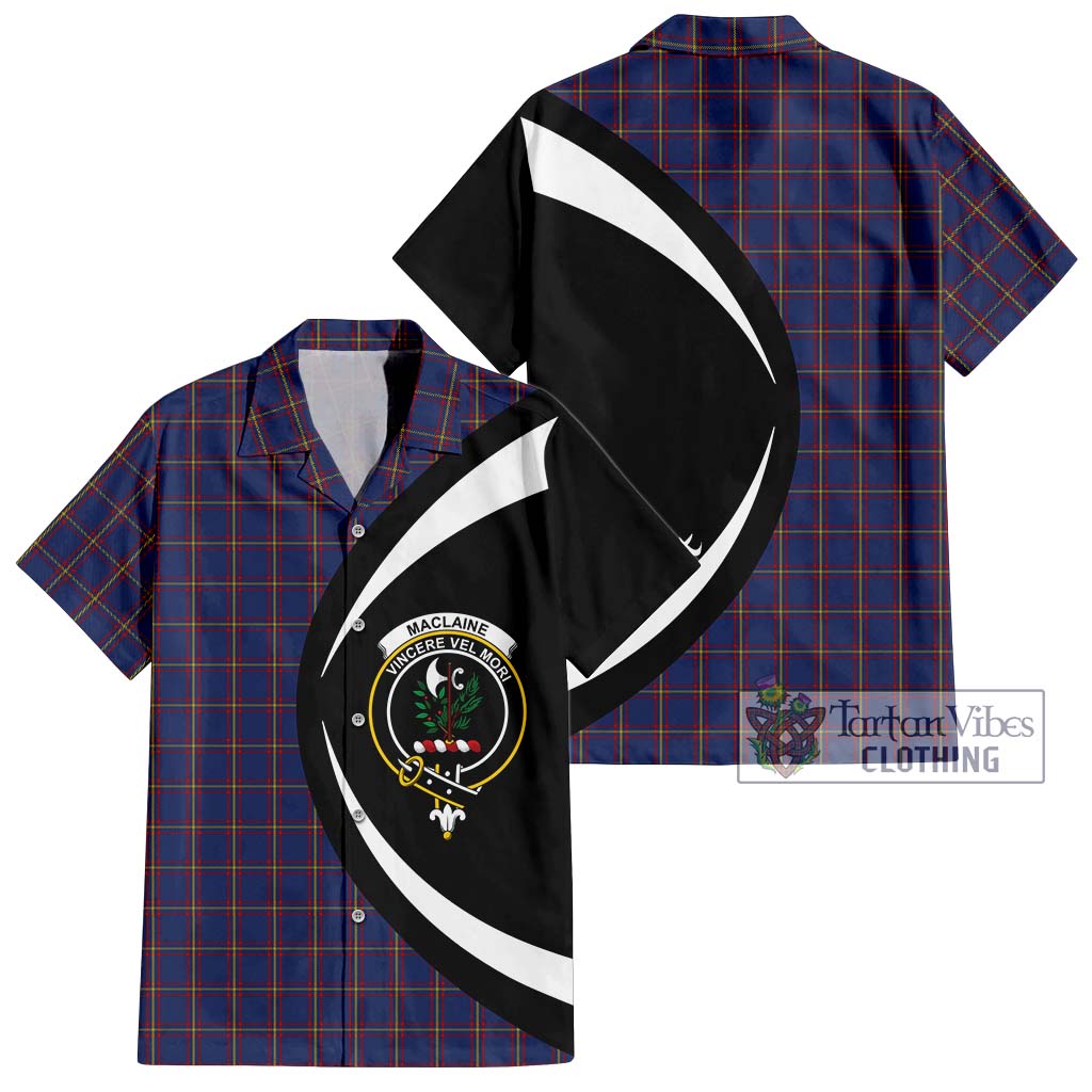 MacLaine of Lochbuie Tartan Short Sleeve Button Up with Family Crest Circle Style Kid - Tartan Vibes Clothing