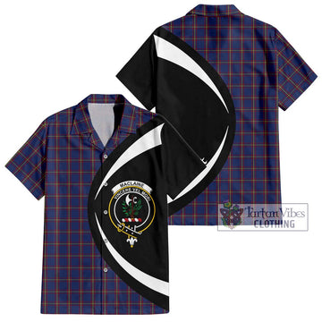 MacLaine of Lochbuie Tartan Short Sleeve Button Up with Family Crest Circle Style