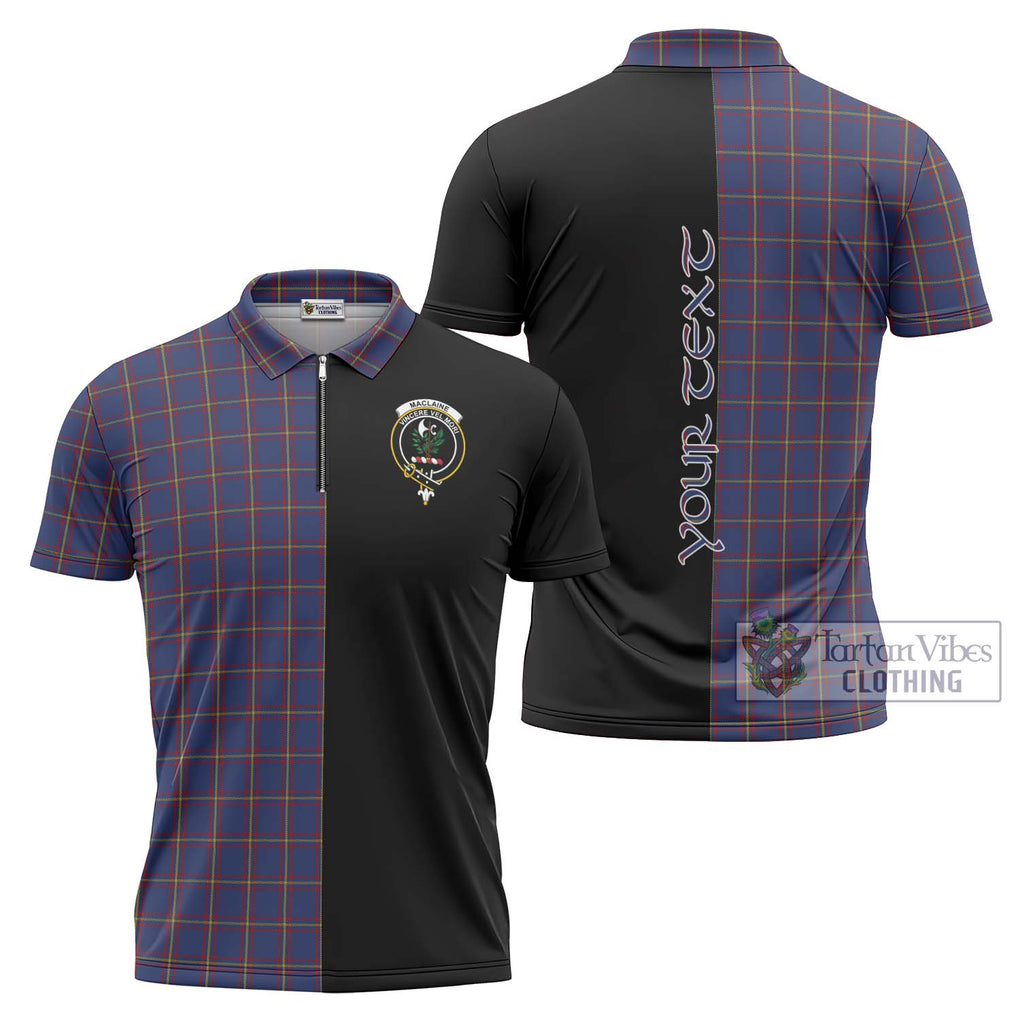 MacLaine of Lochbuie Tartan Zipper Polo Shirt with Family Crest and Half Of Me Style Unisex - Tartanvibesclothing Shop