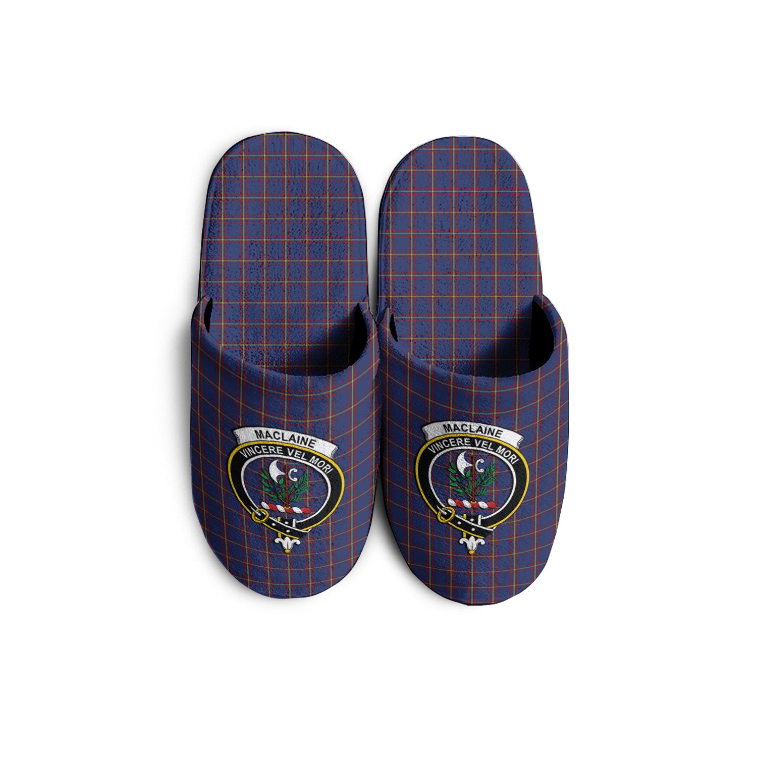 MacLaine of Lochbuie Tartan Home Slippers with Family Crest - Tartanvibesclothing