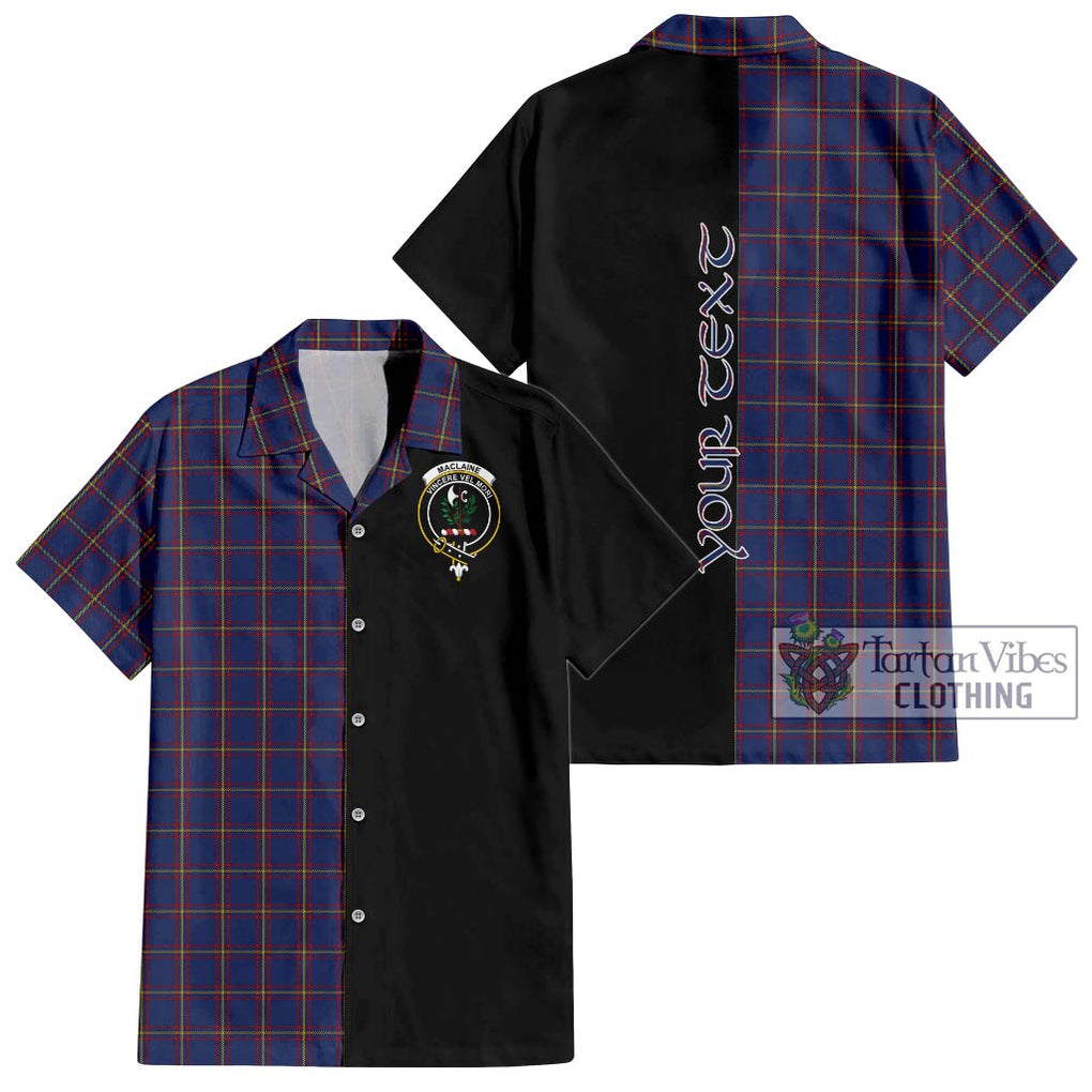 MacLaine of Lochbuie Tartan Short Sleeve Button Shirt with Family Crest and Half Of Me Style Kid - Tartanvibesclothing Shop